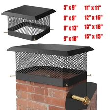 Black Chimney Cap Galvanized Steel Chimney Top Cover with Shield Plate 8 Sizes