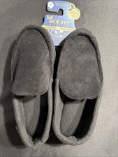 Men  s Isotoner Slippers, Size M 8-9 , Black, Memory Foam