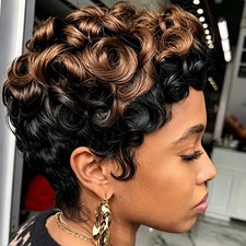 Pixie Cut Wigs for Black Women Short Layered Haircut Pixie Cut Wig Human Hair Na