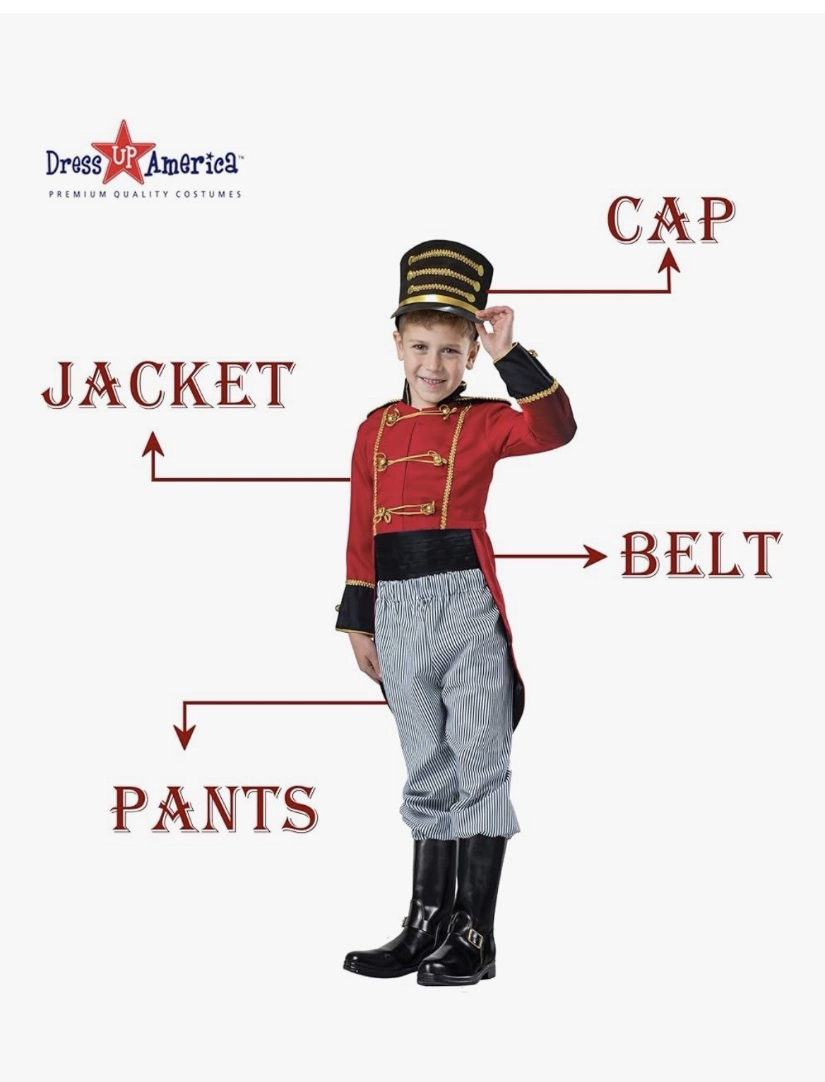 Dress-Up-America Nutcracker Costume for Kids - Toy Soldier Uniform Dress Up
