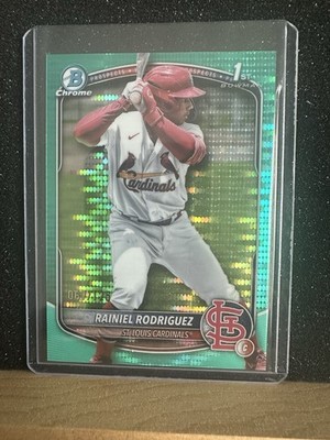2025 Bowman Chrome #BCP-200 Rainiel Rodriguez Prospects Aqua Pulsar #/125