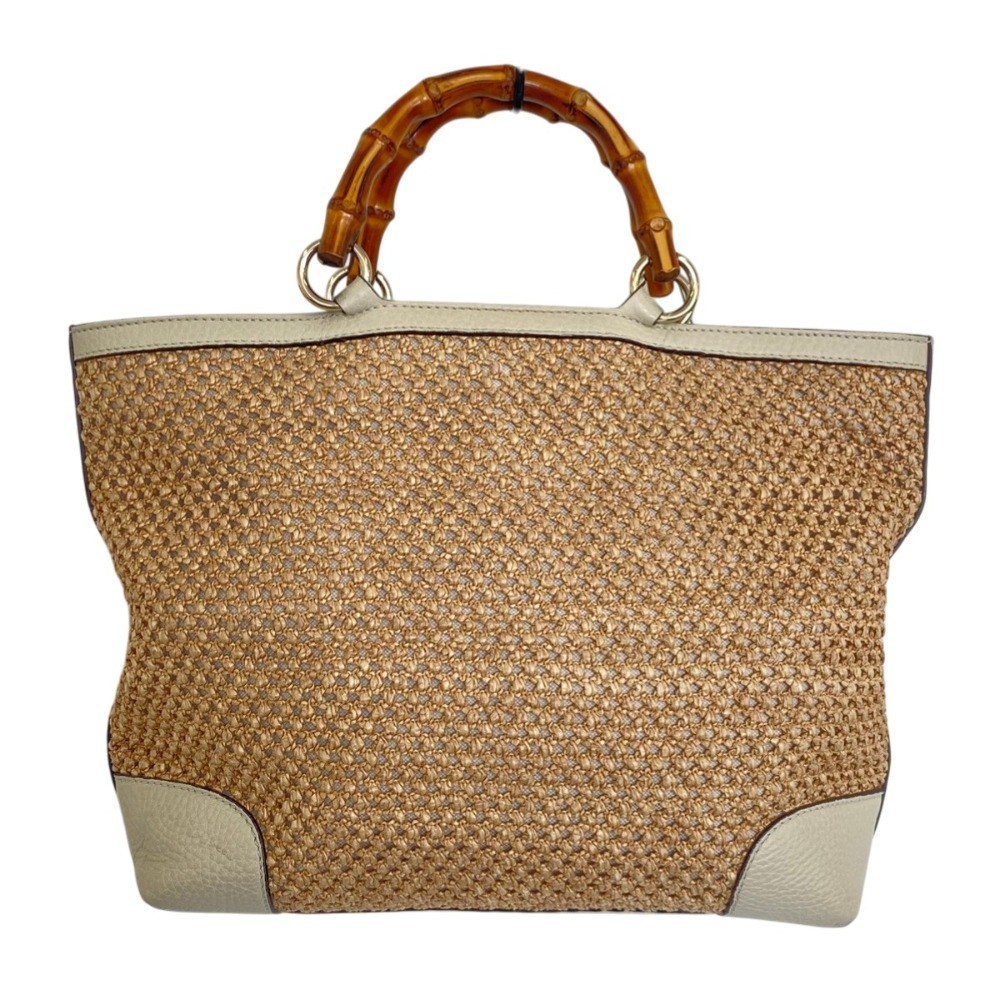 GUCCI Bamboo Handle Straw Tote Bag 338965 Natural Women USED | eBay