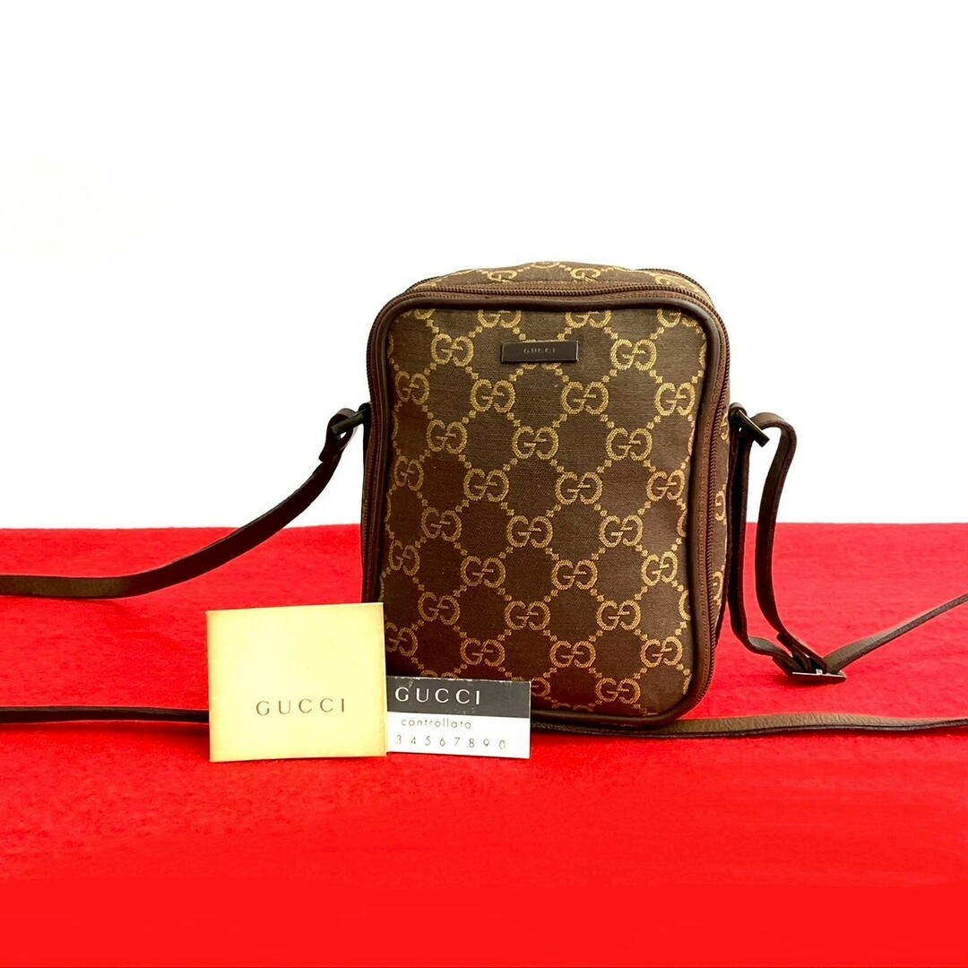 Gucci GG Logo Mini Shoulder Bag in Canvas and Genuine Leather