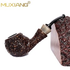 Pipa para fumar tabaco MUXIANG Briar Wood Blowfish 9 mm filtro tallado a mano alzada pipa