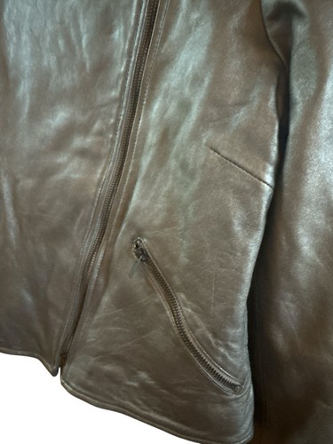 Neiman Marcus Leather Collection Woman’s Size Large Dark Grey Leather Biker Coat - Picture 7 of 14