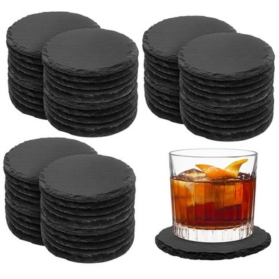 60 Piece Black Slate Coaster Set 4 Inch Stone Coasters Set Inch Slate Coasters