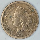 1862 Indian Head Cent Copper Penny, Circulated - Civil War-era