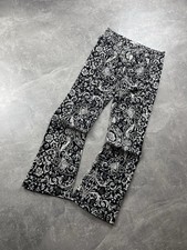 Moschino Jeans VNTG Paisley Print Flared Pants Black White Size 44 Made in Italy