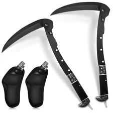 2 Pcs Black Sharp Folding Sickle 14.6 inch Grass Hand Sickle Knife Wooden Han...