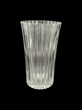 Cristal d'Arques ATHENA Crystal Vase Flared Vertical Ribs Vintage France