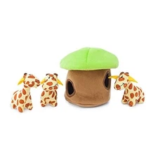 ZippyPaws - Zoo Friends Burrow Interactive Squeaky Hide and Seek Plush Dog Toy -