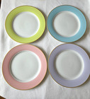 Williams Sonoma Pastel Colors Gold Trim Dinner Plates Set of 4   10 1/2"