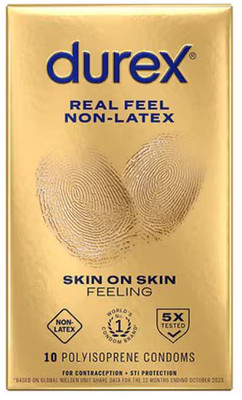 Durex Real Feel Skin On Skin Feeling Polyisoprene Condoms - 10 Pack