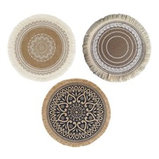 Boho Style Round Placemat Heat Proof Plate Mats Dining Mat for Table Dinner