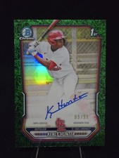 KENLY HUNTER 2026 1ST BOWMAN CHROME PROSPECT GREEN GRASS ON CARD AUTO /99