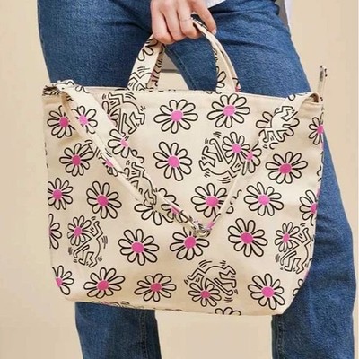 Keith Haring Baggu Flower Recycled Cotton Horizontal Duck Bag ''FAST SHIP''