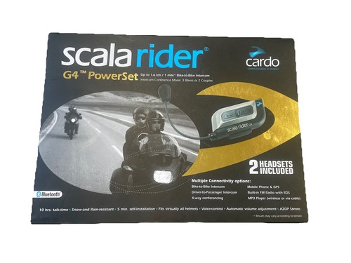 Scala Rider G4 Power Set Bluetooth 2 Headsets Pair Bike To Bike Intercom