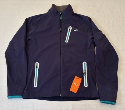 NWT KJUS Mens Large (52) Foil Winter Ski Jacket Dark Blue w Teal w Pockets