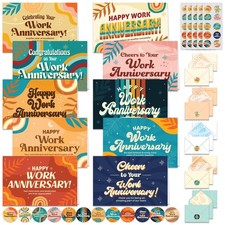 Decorably 50 Pack Happy Work 6x4 inches, orange, pink, yellow, green