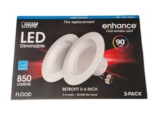 Feit Electric LED Dimmable enhance 850 Lumens 5-6 inch 2 Pack 5000k Daylight New