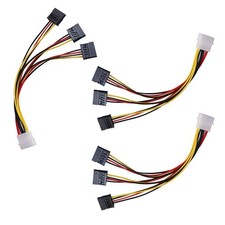 3 Pack 4Pin Molex to 3X Sata 15Pin Splitter Connector Power Supply Cable Adapter