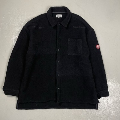 Cav Empt Wool Bouclé Over Shirt Jacket Black Button Up Long Sleeve Size XL