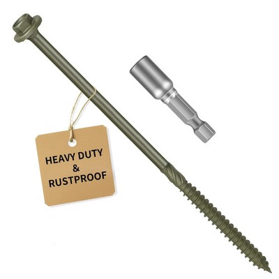 Timber Screws #14 x 8 inch, Heavy Duty Wood Screws with Hex Socket, Green Out...