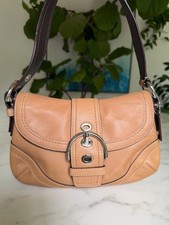 COACH Y2K Vintage Soho Small Buckle Flap Leather Shoulder Bag Tan Silver F12300
