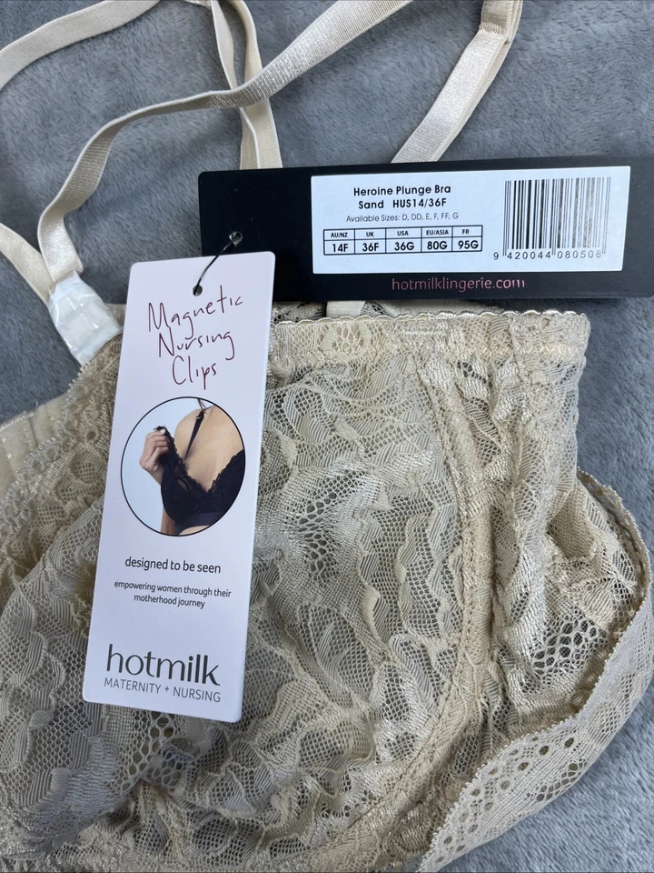 Hotmilk Heroine Plunge Nursing Bra Womens Sz 36G Sand Maternity Lingerie Luxury - Image 4 of 4