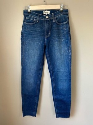 NWT L AGENCE El Matador Gold Glitter Coated Slim Jeans Size 25