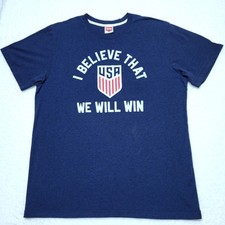 Homage USMNT USWNT USA soccer "Crest I Believe" navy T-shirt Adult Men's XL