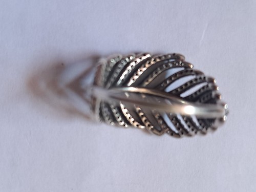 Authentic PANDORA Light as a Feather 925 Sterling Silver Ring Lab Diamonds SZ 5 - Picture 7 of 13
