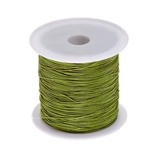 1 Roll Nylon Beading Thread Knotting Cord 0.6mm 50 Yard Satin String, Army Green