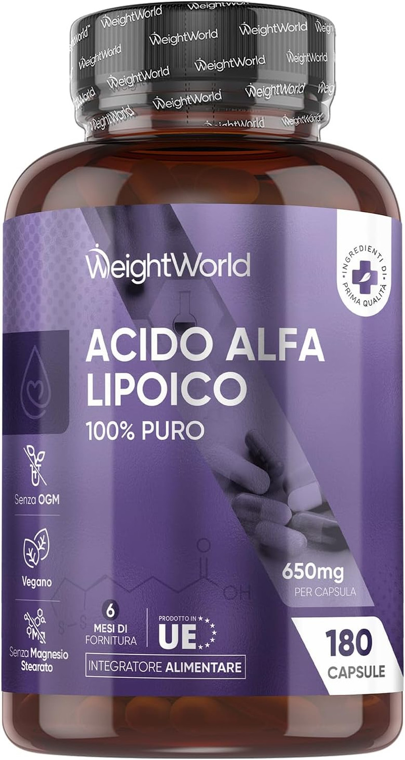ALA 650mg Acido Alfa Lipoico Vegano | Protezione Cellulare 180 Capsule
