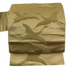 JAPANESE KIMONO BELT NAGOYA OBI YELLOW PURE SILK FF1463