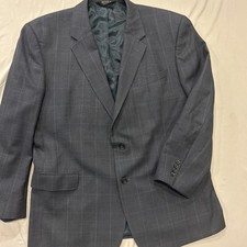 Jos A Bank 48 R Blazer 100 Wool Blue Glen Plaid Two Button Lined Vented