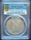 1892 P MORGAN SILVER DOLLAR ONLY 1 MILLION MINTED PCGS GOLD LABEL AU DETAILS CLN
