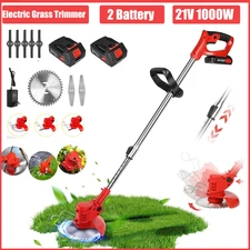 2 Battery Electric Cordless Grass String Trimmer Lawn Edger Weed Wacker Cutter