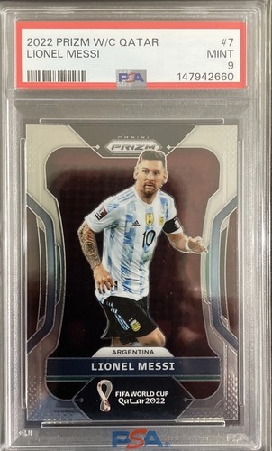 LIONEL MESSI 2022 Panini Prizm World Cup #7 Argentina 🏆 Year PSA 9 Mint⚽️🇦🇷🐐