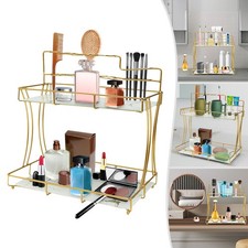 Bathroom Organizer Countertop with Toothbrush Holders, 2 Tier Bathroom Vanity