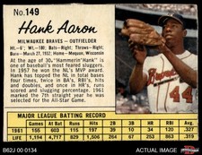 1962 Jello #149 Hank Aaron Brewers HOF 4 - VG/EX