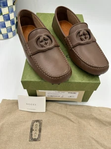 Mocassin homme Gucci Interlocking GG cuir conducteur taille 7 taille 8 fabriqué aux États Unis en Italie