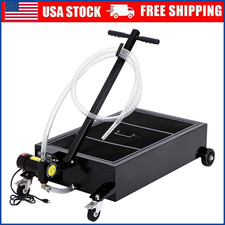20 Gallon Oil Drain Pan Low Profile With 110v Electric Pump And Wheels Car Truck
