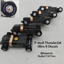 NEW 5-Pack AW TJet ThunderJet Ultra G Slot Car Chassis w/ BFGoodrich Radial T/A