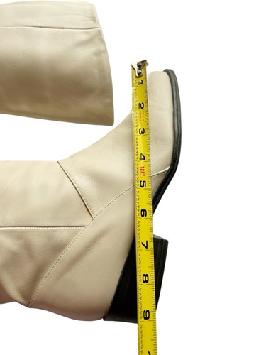 Vintage 1990’s Genuine Leather Cream Ivory Romantic Slouch Grunge Boots 8.5 - Picture 10 of 11