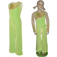 Lot of 10 Funky Town Child S Dance Costume Glitter Leotard  Long Pants w/Mitts