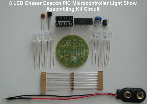 LED Chaser Beacon PIC Microcontroller Light Show - Assembling Kit - 8 x 5mm LED