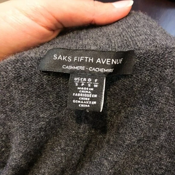 Pantalones para mujer Saks Fifth Ave cachemir cintura alta tejido burbuja gris flor pequeños Foto 3 de 4