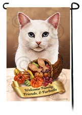 White Cat Thanksgiving Garden Flag