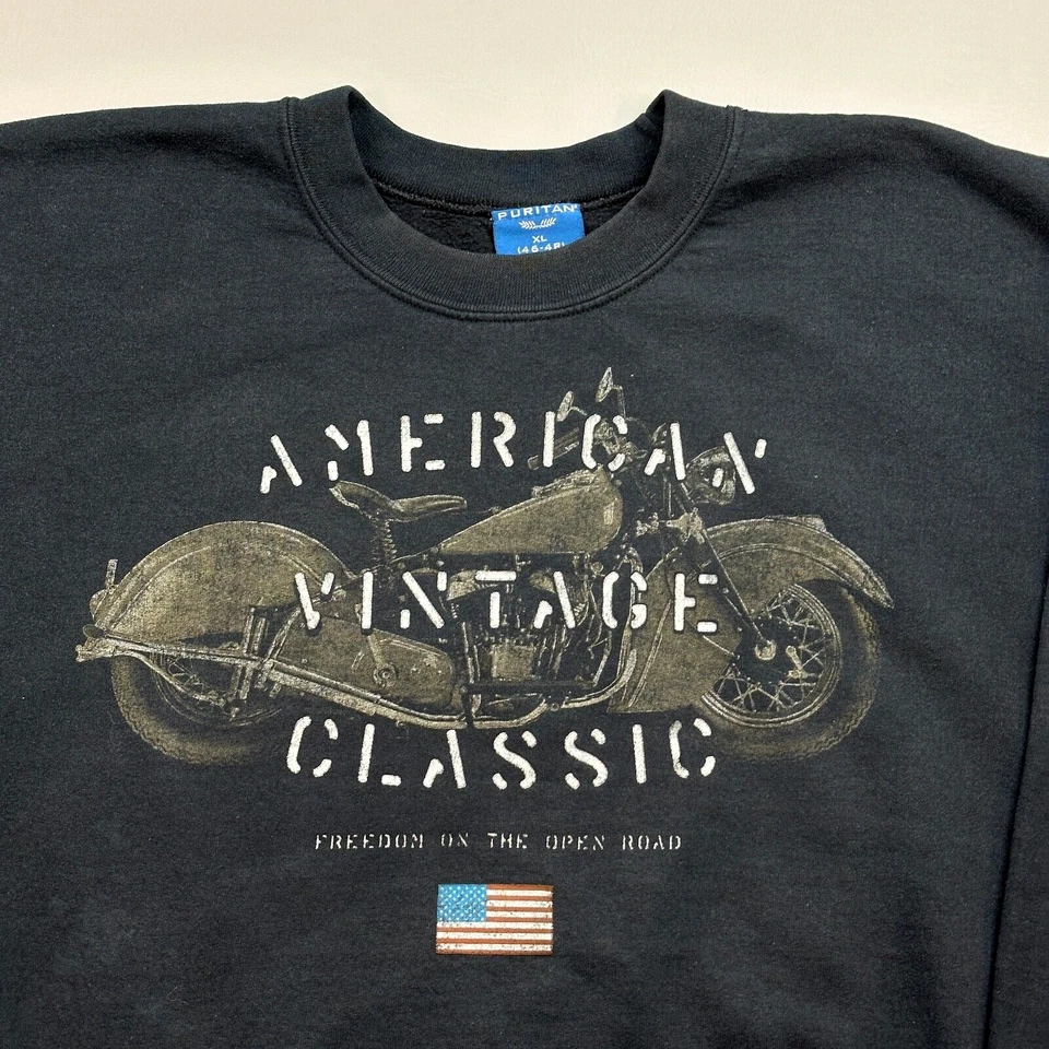 Moletom Puritano Vintage Masculino Extra Grande Preto Americano Vintage Motocicleta Clássica - Imagem 4 de 4